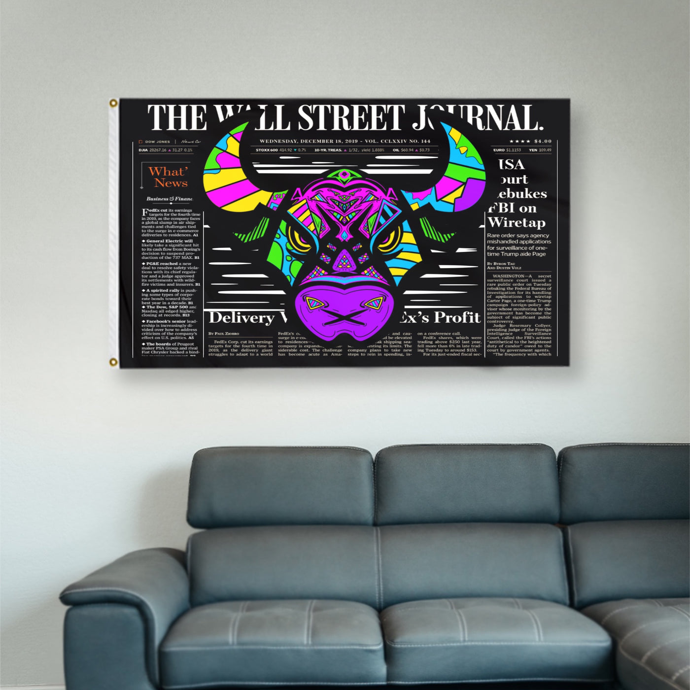 Wall Street Art Bull Flag